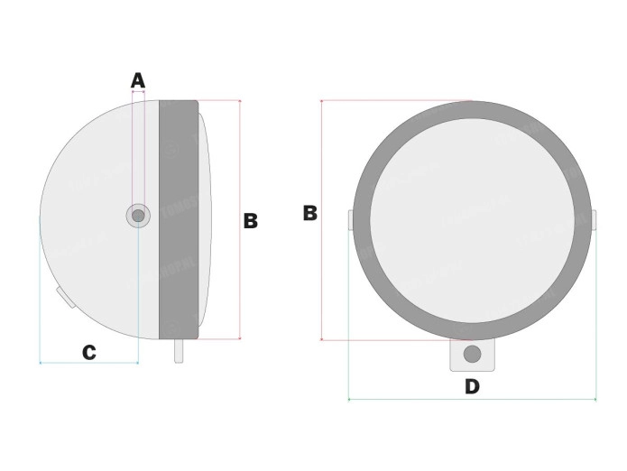 Headlight round 130mm cross with grill black with chrome (BA20D)