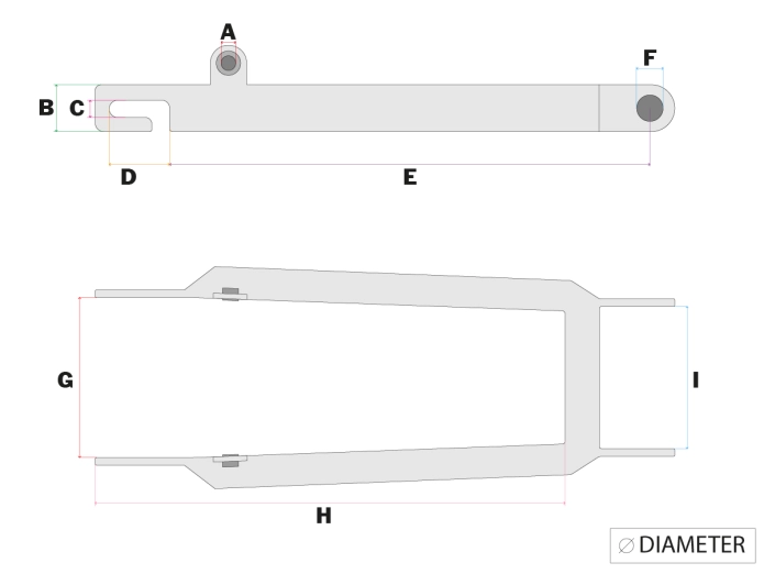 Achterbrug Tomos A3 / A35 vierkant dik A-kwaliteit custom poedercoat (kleur naar keuze)
