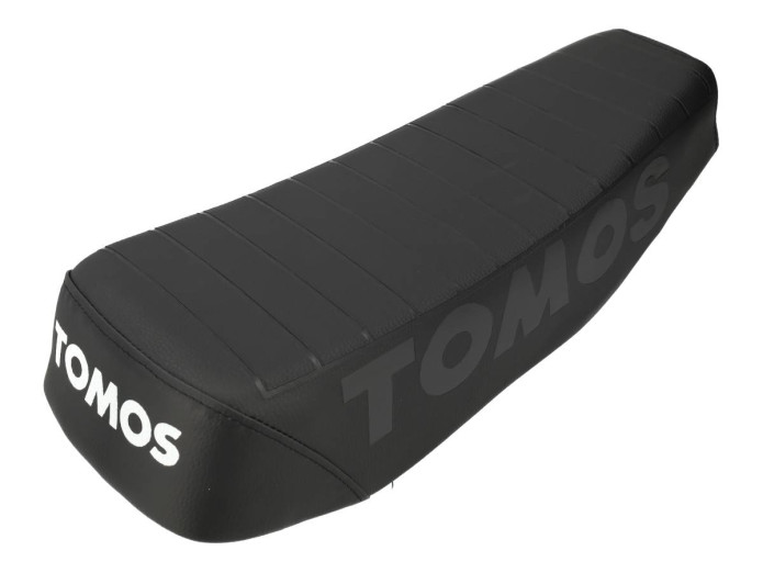 Saddle buddyseat Tomos A3 / A35 long custom with stamped logo black 