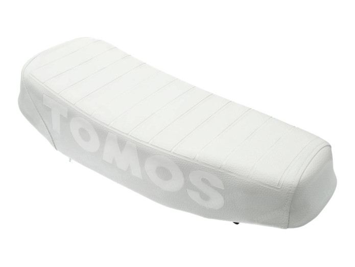 Sitze Buddyseat Tomos A3 / A35 Lang Custom mit gestanztem Logo Weiss 