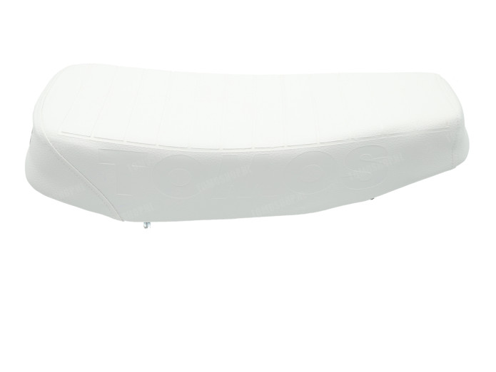 Sitze Buddyseat Tomos A3 / A35 Lang Custom mit gestanztem Logo Weiss 